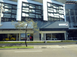 Front of Bentley and McLaren car dealers at O`Riordan Street, viewed from the taxi from the city center to the airport