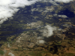 The city of Nowra and Pig Island in the Shoalhaven River, viewed from the airplane to Melbourne