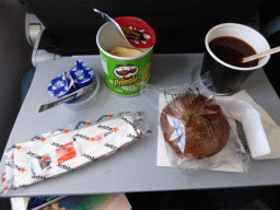 Coffee and snacks in the airplane to Melbourne