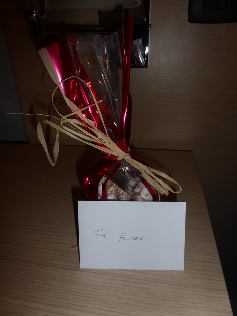 Welcome gift in my room in the Archimede Bed and Breakfast at the Piazza Archimede square