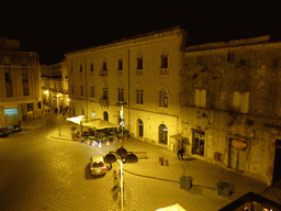 South side of the Piazza Archimede square, viewed from my room in the Archimede Bed and Breakfast, by night