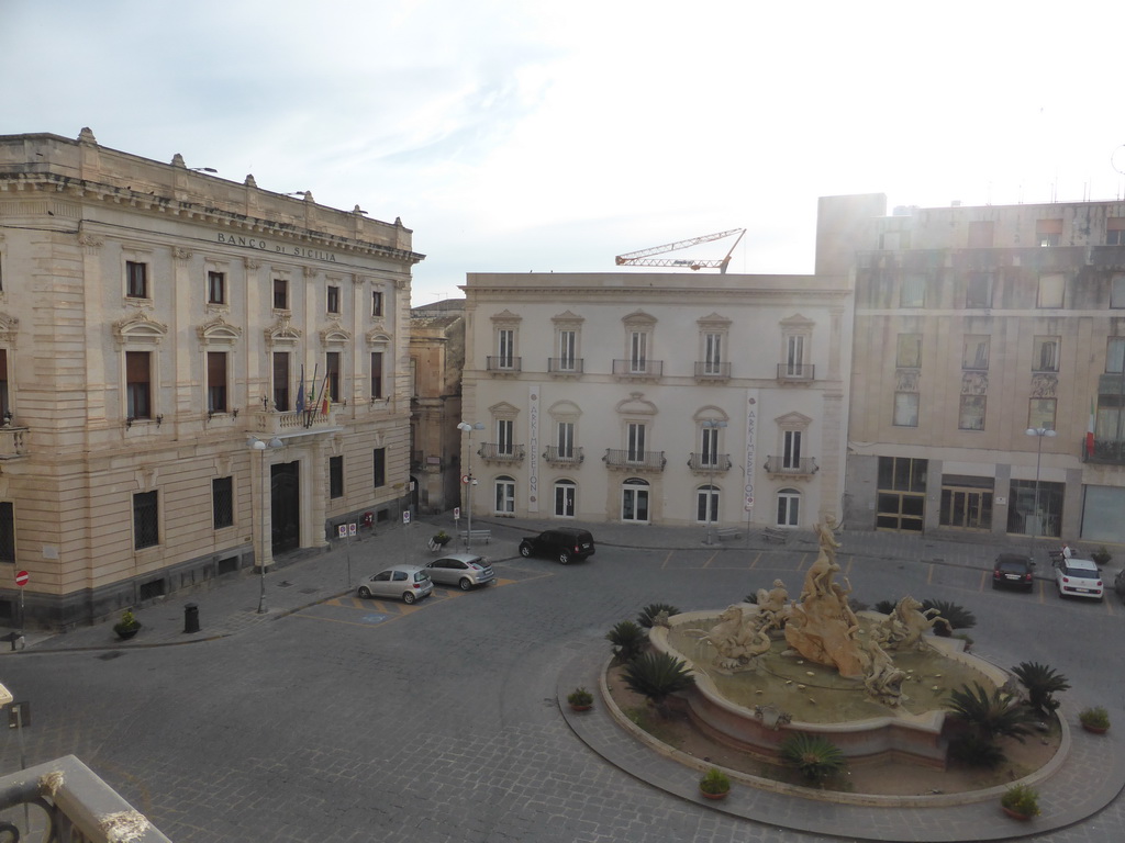 North side of the Piazza Archimede square, viewed from my room in the Archimede Bed and Breakfast