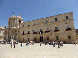 The Duomo di Siracusa cathedral and the Archbisshop`s See at the Piazza Duomo square