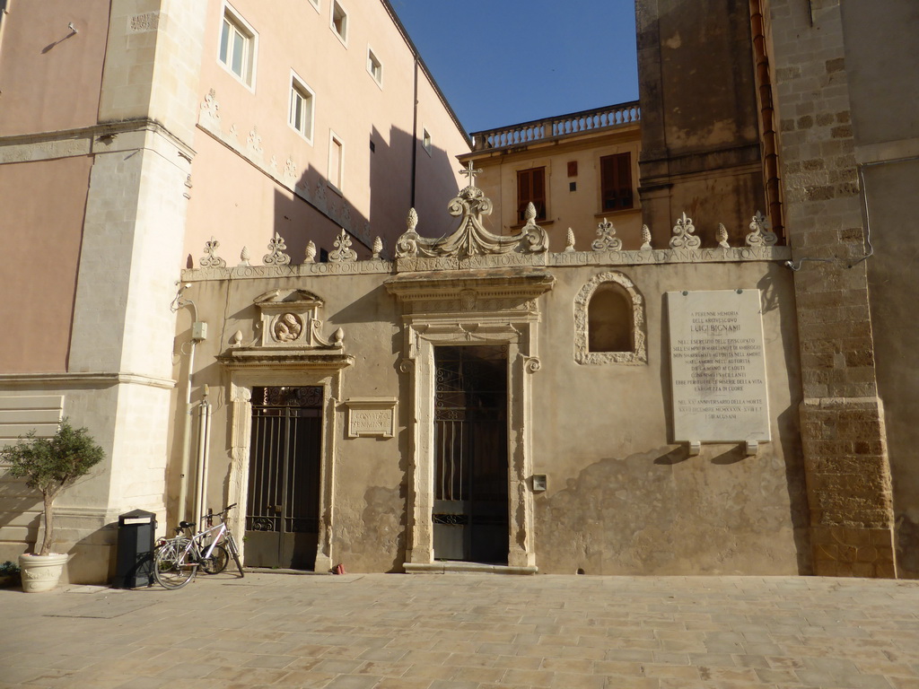 Doors at the northeast side of the Duomo di Siracusa cathedral at the Piazza Minerva square