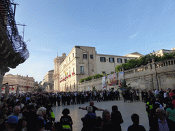 The Piazza Duomo square with the Duomo di Siracusa cathedral and the Archbisshop`s See during the feast of St. Lucy