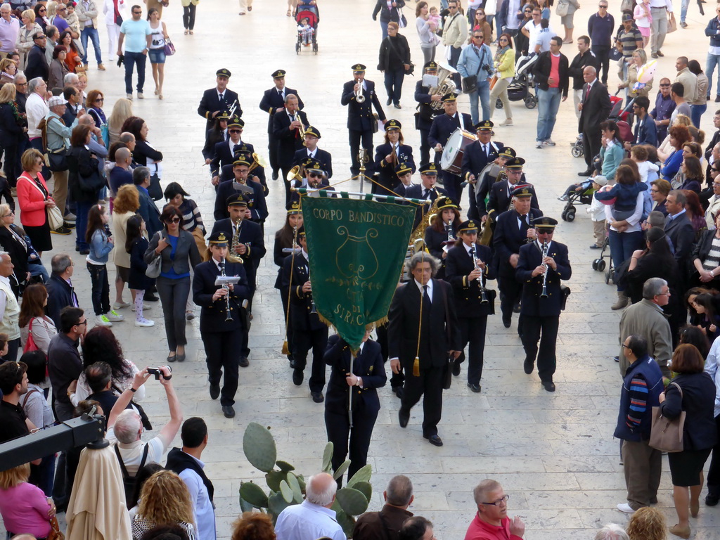 Orchestra at the Piazza del Duomo square during the feast of St. Lucy, viewed from the balcony of the Palazzo Borgia del Casale palace