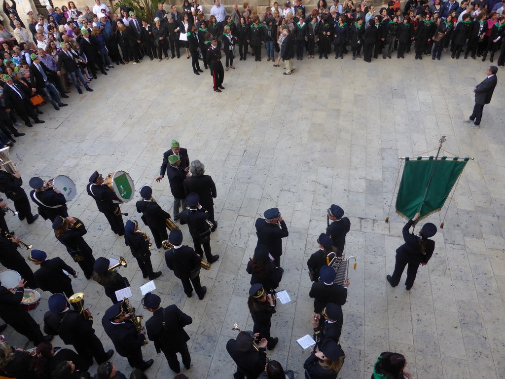 Orchestra at the Piazza del Duomo square during the feast of St. Lucy, viewed from the balcony of the Palazzo Borgia del Casale palace