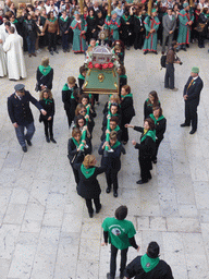 Relics of St. Lucy carried around in the procession during the feast of St. Lucy at the Piazza Duomo Square, viewed from the balcony of the Palazzo Borgia del Casale palace