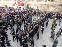 Statue of St. Lucy carried around in the procession during the feast of St. Lucy at the Piazza Duomo Square, viewed from the balcony of the Palazzo Borgia del Casale palace