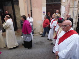 Priests in the procession during the feast of St. Lucy at the Via Castello Maniace street