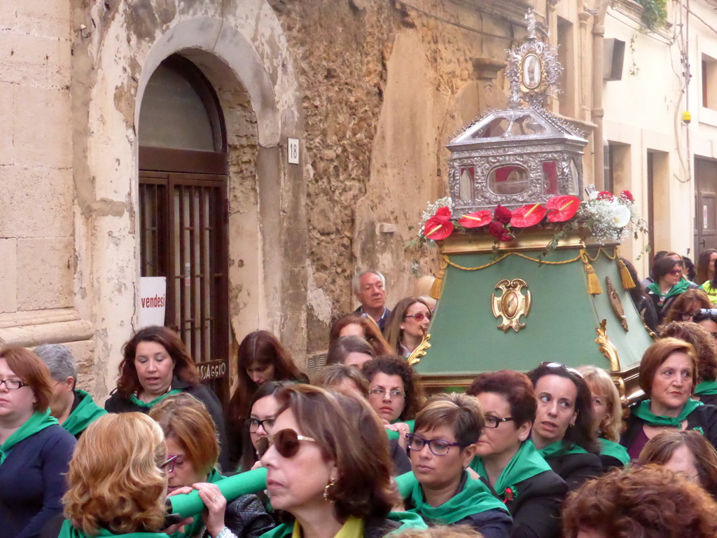 Relics of St. Lucy carried around in the procession during the feast of St. Lucy at the Via Castello Maniace street