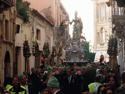 Statue of St. Lucy carried around in the procession during the feast of St. Lucy at the Via Castello Maniace street