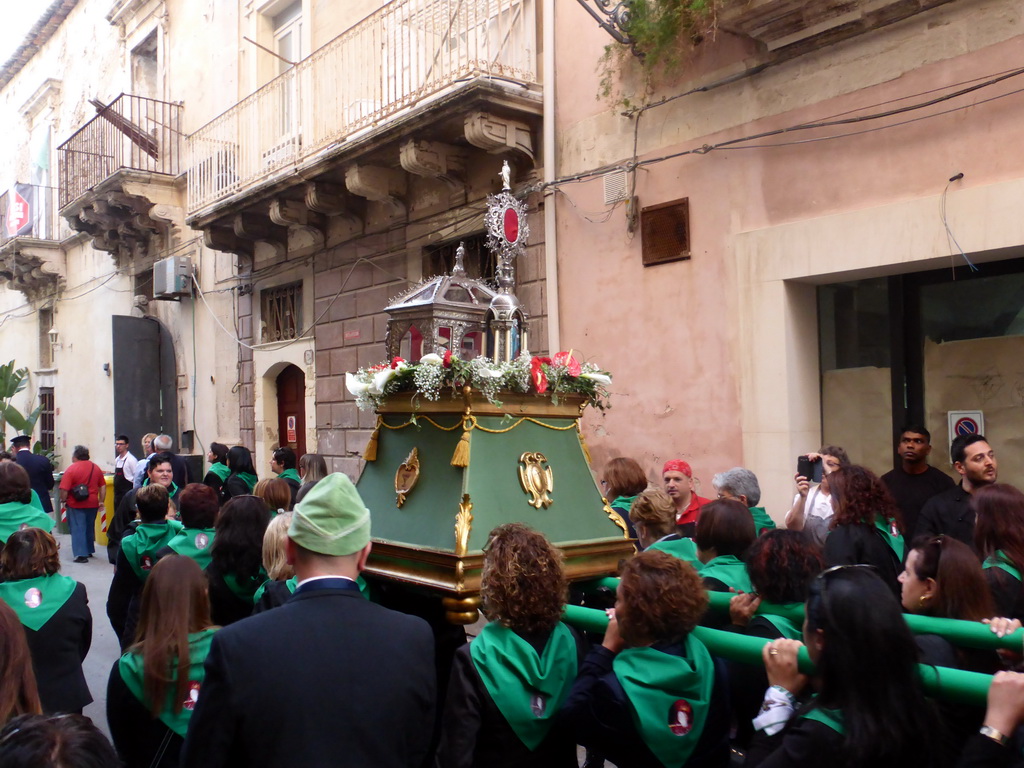 Relics of St. Lucy carried around in the procession during the feast of St. Lucy at the Via Castello Maniace street