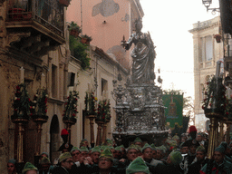 Statue of St. Lucy carried around in the procession during the feast of St. Lucy at the Via Castello Maniace street