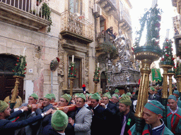 Statue of St. Lucy carried around in the procession during the feast of St. Lucy at the Via Castello Maniace street