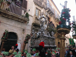 Statue of St. Lucy carried around in the procession during the feast of St. Lucy at the Via Castello Maniace street