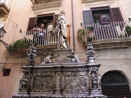 Statue of St. Lucy carried around in the procession during the feast of St. Lucy at the Via Castello Maniace street