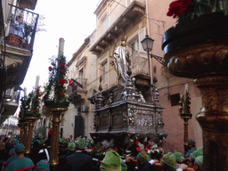 Statue of St. Lucy carried around in the procession during the feast of St. Lucy at the Via Castello Maniace street