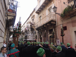 Statue of St. Lucy carried around in the procession during the feast of St. Lucy at the Via Castello Maniace street