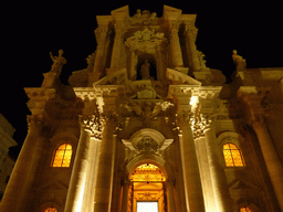 Facade of the Duomo di Siracusa cathedral, by night