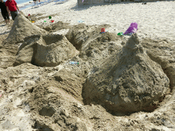 Letters in the sand at the Lido Sayonara beach at the village of Fontane Bianche