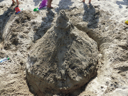 Letters in the sand at the Lido Sayonara beach at the village of Fontane Bianche