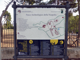 Map of the Parco Archeologico della Neapolis park at the entrance at the Via Francesco Saverio Cavallari