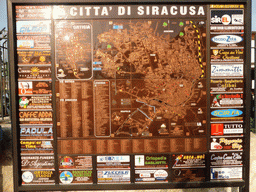 Map of Syracuse at the entrance to the Parco Archeologico della Neapolis park at the Via Francesco Saverio Cavallari