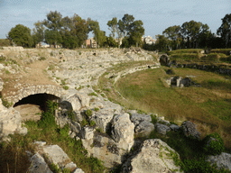 East side of the Roman Amphitheatre at the Parco Archeologico della Neapolis park