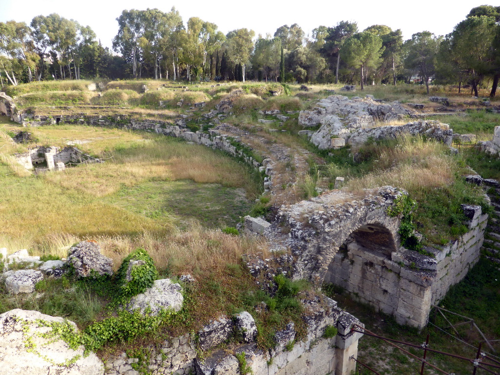 West side of the Roman Amphitheatre at the Parco Archeologico della Neapolis park