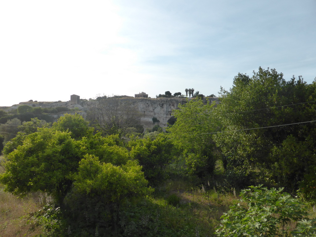 The Latomia del Paradiso quarry at the Parco Archeologico della Neapolis park, viewed from the Viale Paradiso street