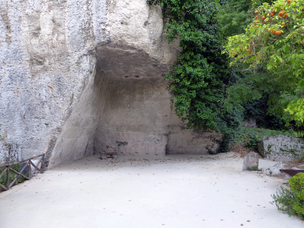 Rock at the Latomia del Paradiso quarry at the Parco Archeologico della Neapolis park