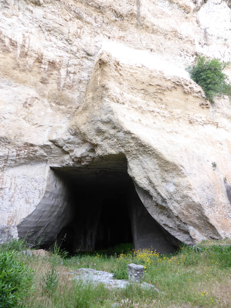 The entrance to the Grotta dei Cordari cave at the Latomia del Paradiso quarry at the Parco Archeologico della Neapolis park