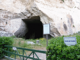 The entrance to the Grotta dei Cordari cave at the Latomia del Paradiso quarry at the Parco Archeologico della Neapolis park