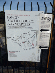Map of the Parco Archeologico della Neapolis park at the Viale Paradiso street