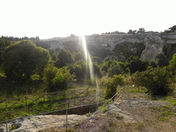 The Latomia del Paradiso quarry at the Parco Archeologico della Neapolis park, viewed from the Via Ettore Romagnoli street