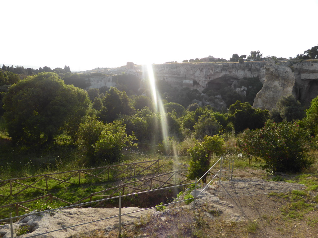 The Latomia del Paradiso quarry at the Parco Archeologico della Neapolis park, viewed from the Via Ettore Romagnoli street