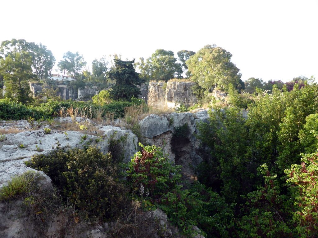 The Latomia del Paradiso quarry at the Parco Archeologico della Neapolis park, viewed from the Via Ettore Romagnoli street