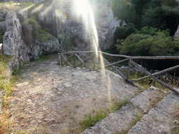 Path at the east side of the Latomia del Paradiso quarry at the Parco Archeologico della Neapolis park, viewed from the Via Ettore Romagnoli street