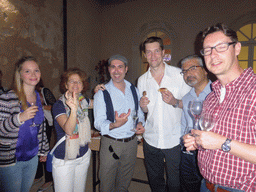 Tim and other course participants at the Wine and Cheese event at the Inner Square of the Impact Hub building at the Via Vincenzo Mirabella street