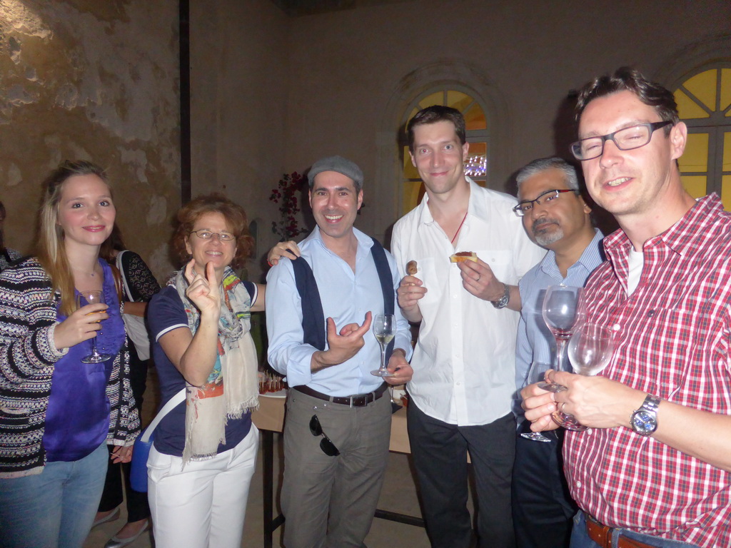 Tim and other course participants at the Wine and Cheese event at the Inner Square of the Impact Hub building at the Via Vincenzo Mirabella street