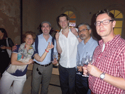 Tim and other course participants at the Wine and Cheese event at the Inner Square of the Impact Hub building at the Via Vincenzo Mirabella street