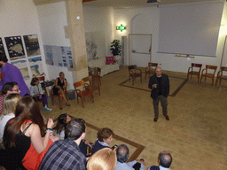 Course participants at the Wine and Cheese event in the Impact Hub building at the Via Vincenzo Mirabella street