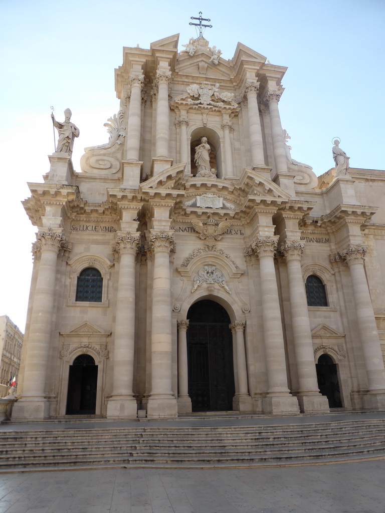 Front of the Duomo di Siracusa cathedral at the Piazza Duomo square