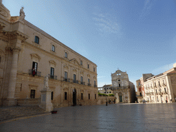 The Piazza Duomo square with the Archbisshop`s See, the Chiesa di Santa Lucia alla Badia church and the Palazzo Borgia del Casale palace