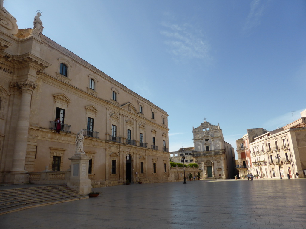 The Piazza Duomo square with the Archbisshop`s See, the Chiesa di Santa Lucia alla Badia church and the Palazzo Borgia del Casale palace