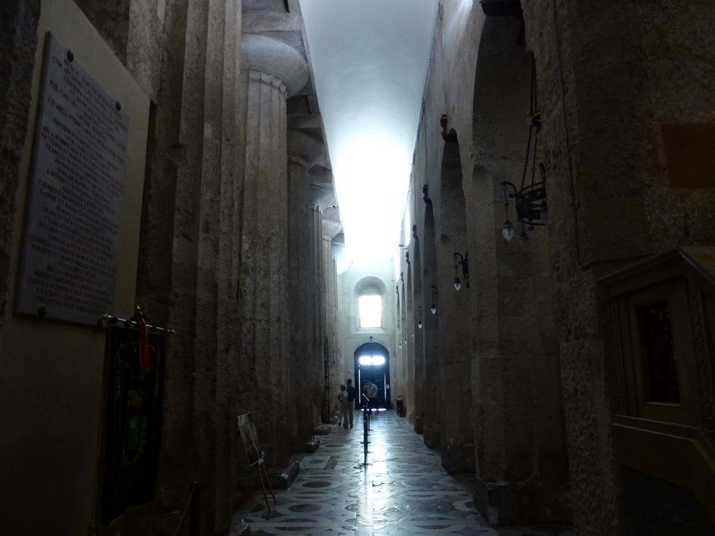 Columns from the Temple of Athena at the left aisle of the Duomo di Siracusa cathedral