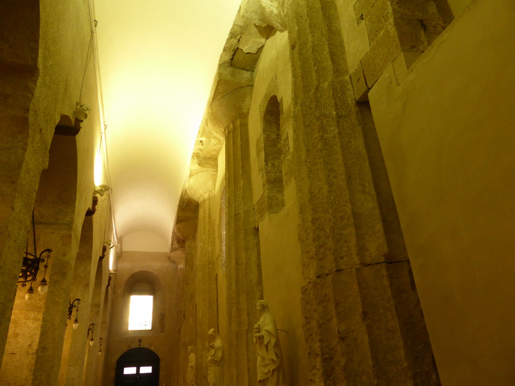Columns from the Temple of Athena at the left aisle of the Duomo di Siracusa cathedral
