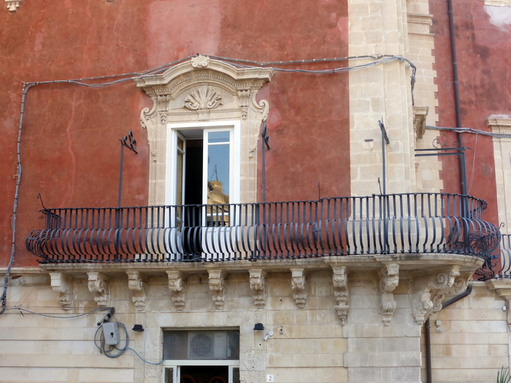 Balcony at the northeast corner of the Palazzo Borgia del Casale palace