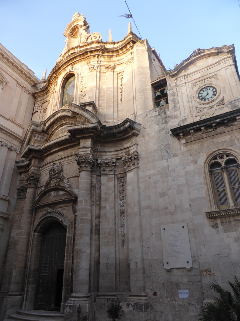 Front of a church at the crossing of the Via Tommaso Gargallo street and the Via della Maestranza street